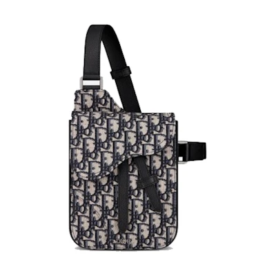 Dior Saddle Pouch Oblique Jacquard Beige/Black