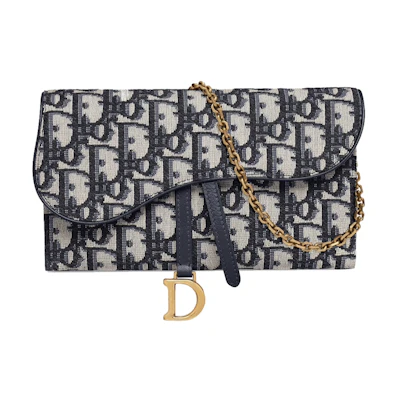 Dior Saddle Wallet Oblique (6 Card Slot) Blue