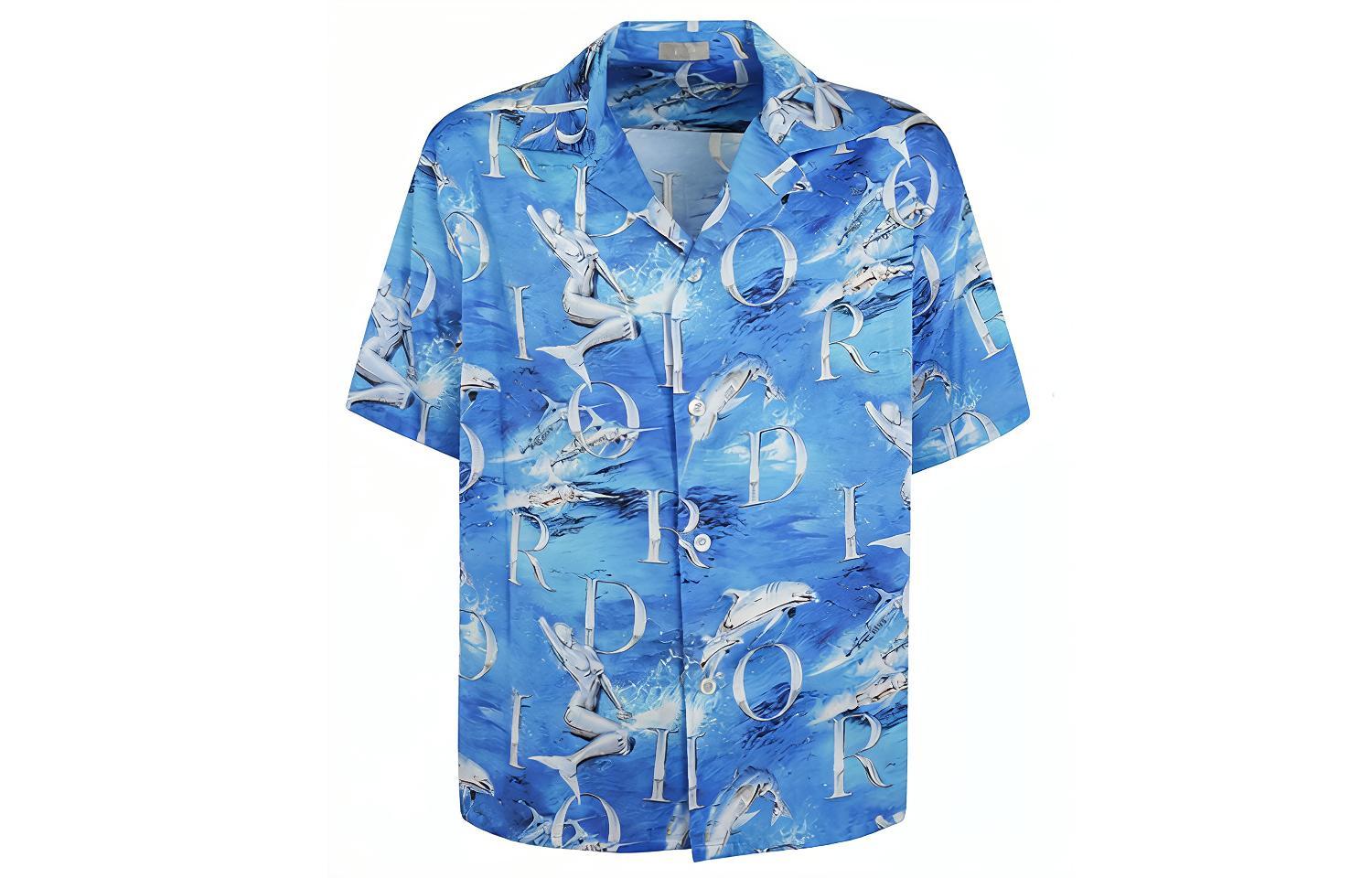 DIOR Seasonal New Blue Metal Dolphin Mermaid Shirt 933C512A4630-585