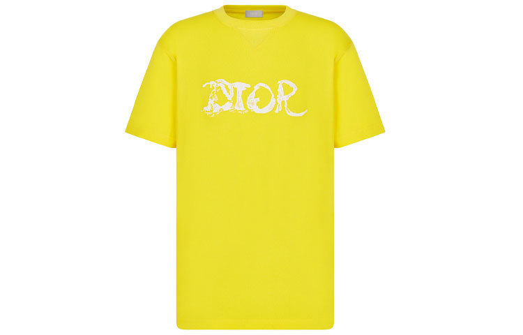 DIOR Seasonal New Logo Embroidered Oversized Yellow Crewneck T-Shirt 143J685C0677-C270