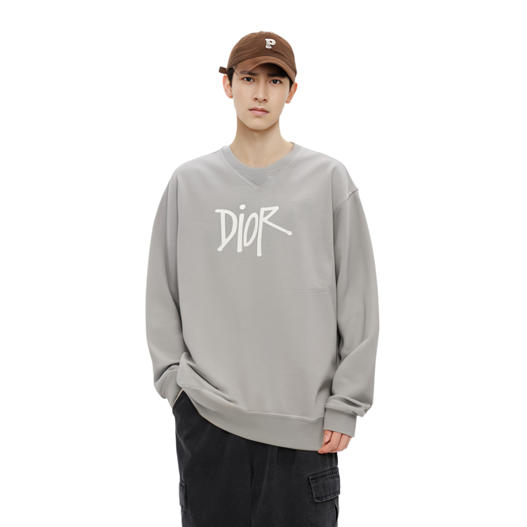 Shop ディオール シグネチャー グラフィティプリント オーバーサイズ スウェットシャツ グレー 033J604B-0531-800