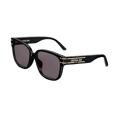 DIOR Signature S7F Square Sunglasses Black Unisex with Lettered Temples DSGTS7FXR-10A0