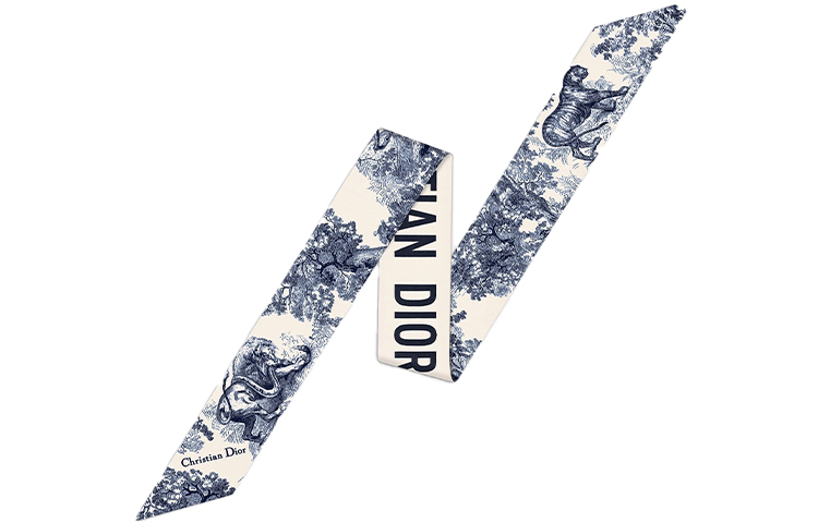 DIOR Silk Toile de Jouy Mitzah Scarf Unisex Blue 94TOJ106I600-C512 圖 2