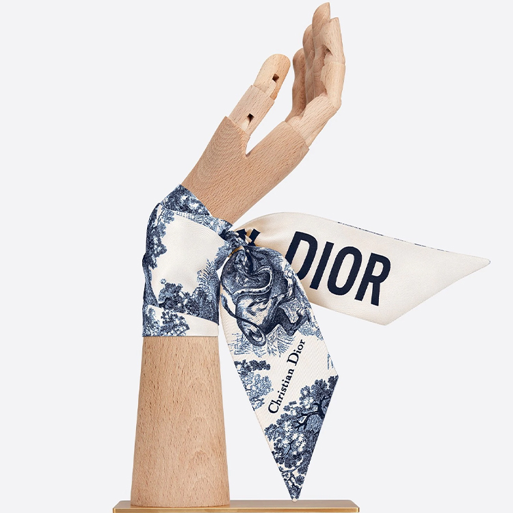 DIOR Silk Toile de Jouy Mitzah Scarf Unisex Blue 94TOJ106I600-C512 圖 4