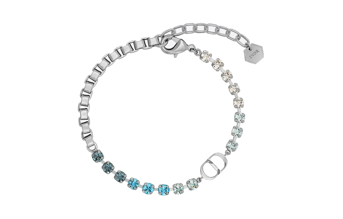 Dior Silver-Tone Brass Bracelet with Blue & White Crystals for Men B1297HOMMT-D014