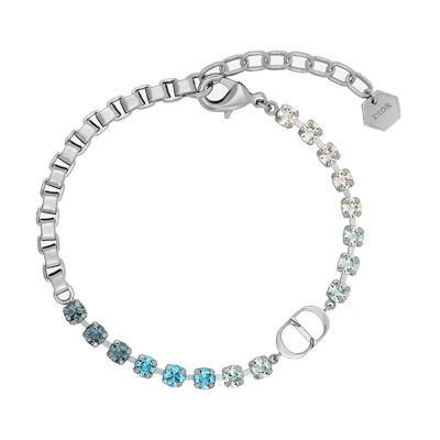 Dior Silver-Tone Brass Bracelet with Blue & White Crystals for Men B1297HOMMT-D014