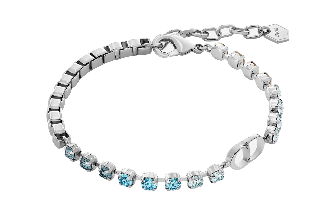 Dior Silver-Tone Brass Bracelet with Blue & White Crystals for Men B1297HOMMT-D014 圖 3