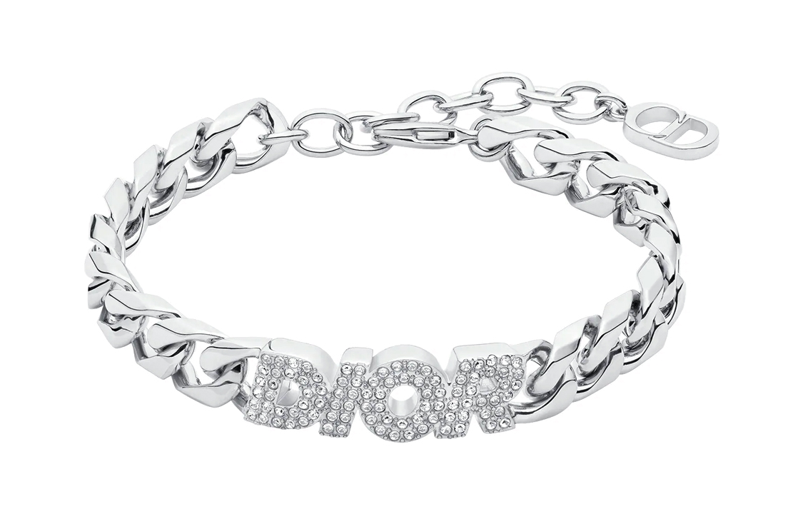 Order Pulsera Dior de latón plateado con cristales blancos para hombre. B1396HOMMT-D001