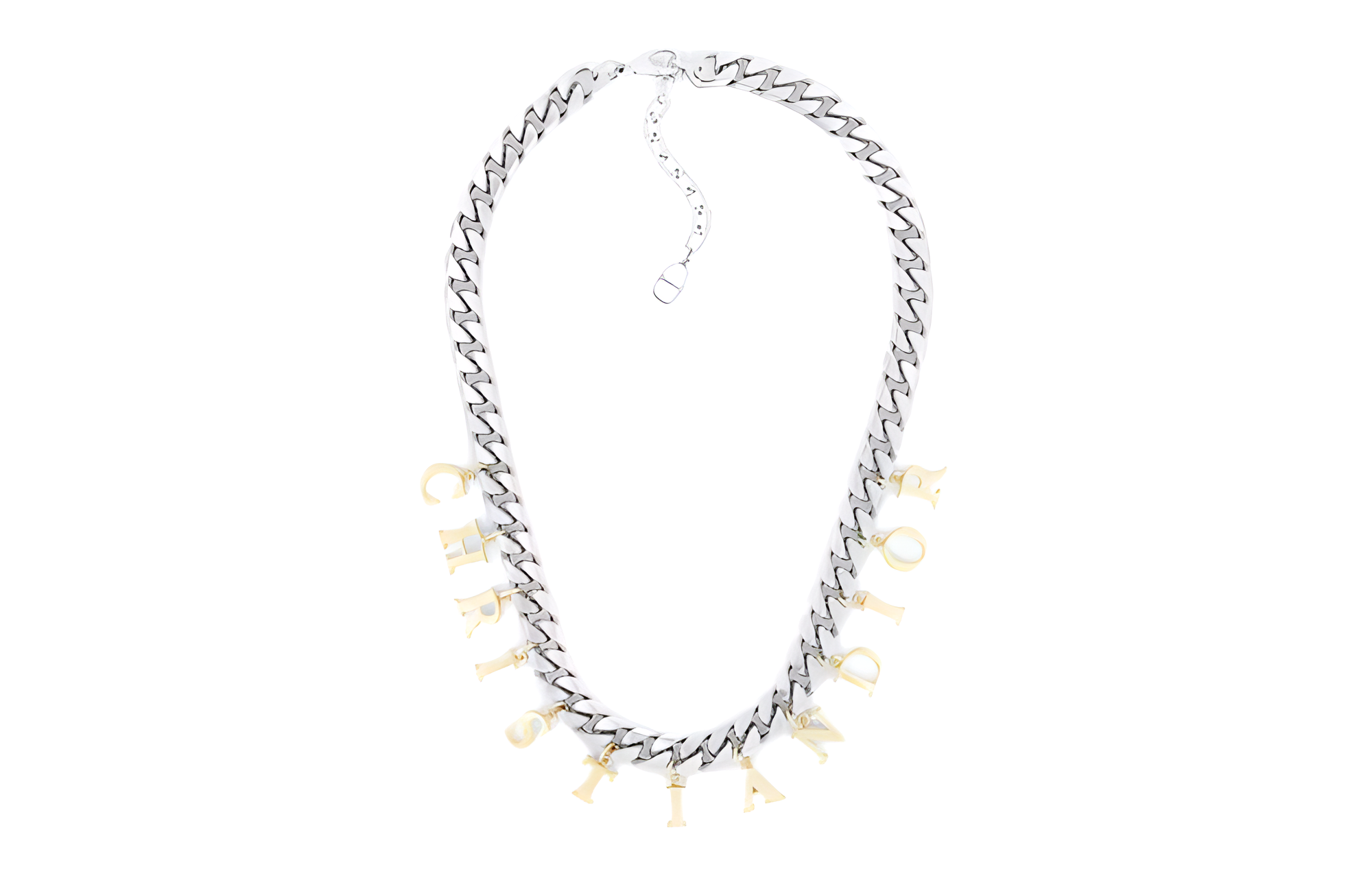 DIOR Silver Letter Cutout Logo Necklace for Men. N2282HOMMT-D000