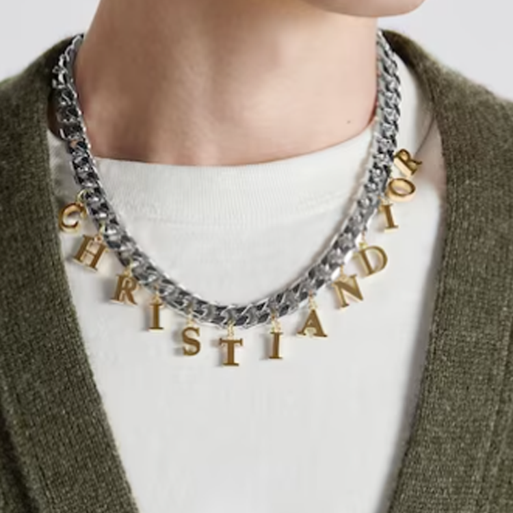 DIOR Silver Letter Cutout Logo Necklace for Men. N2282HOMMT-D000 圖 3