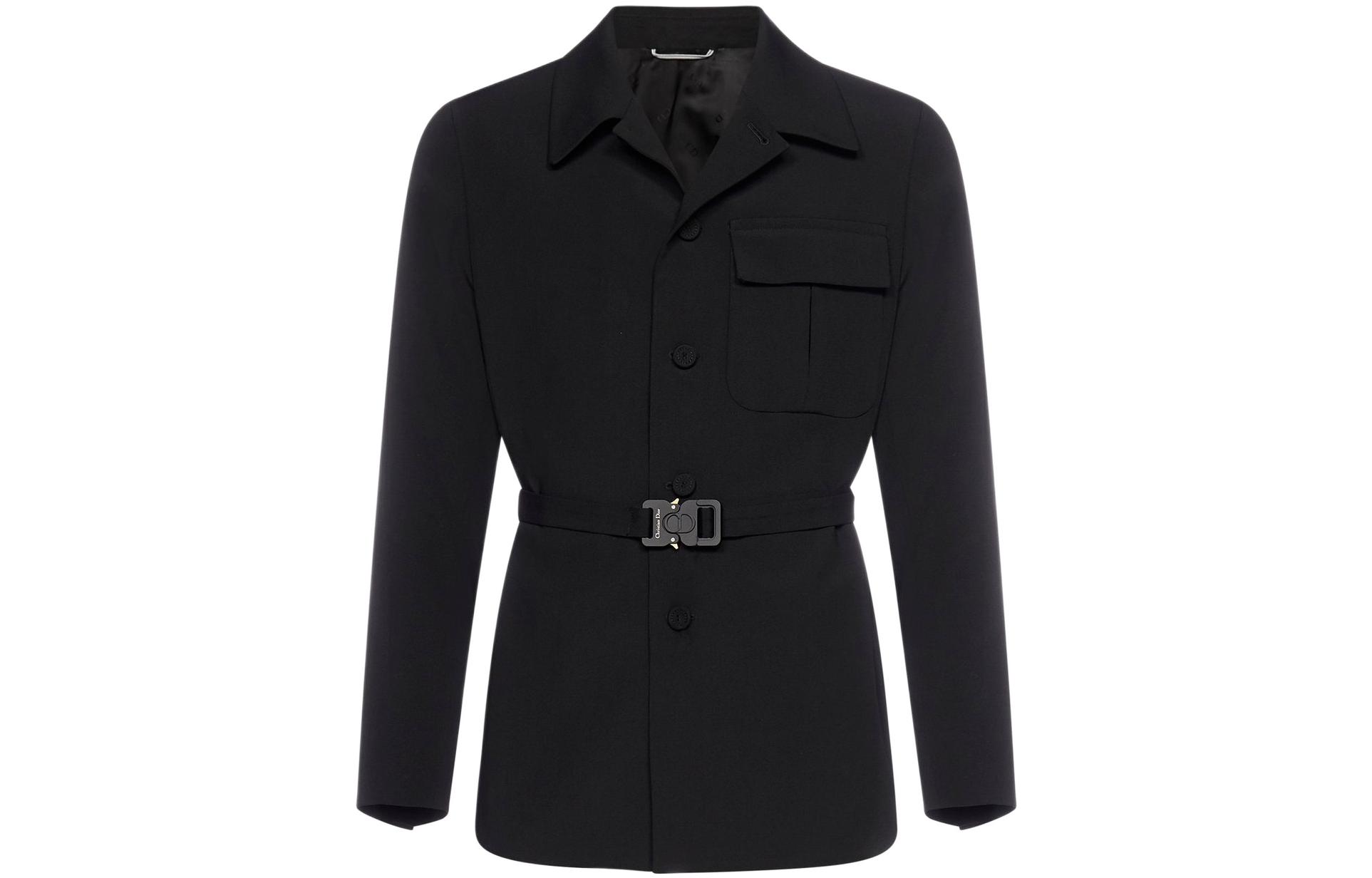DIOR Single-Breasted Belted Jacket Unisex Black 193C242A5173-900