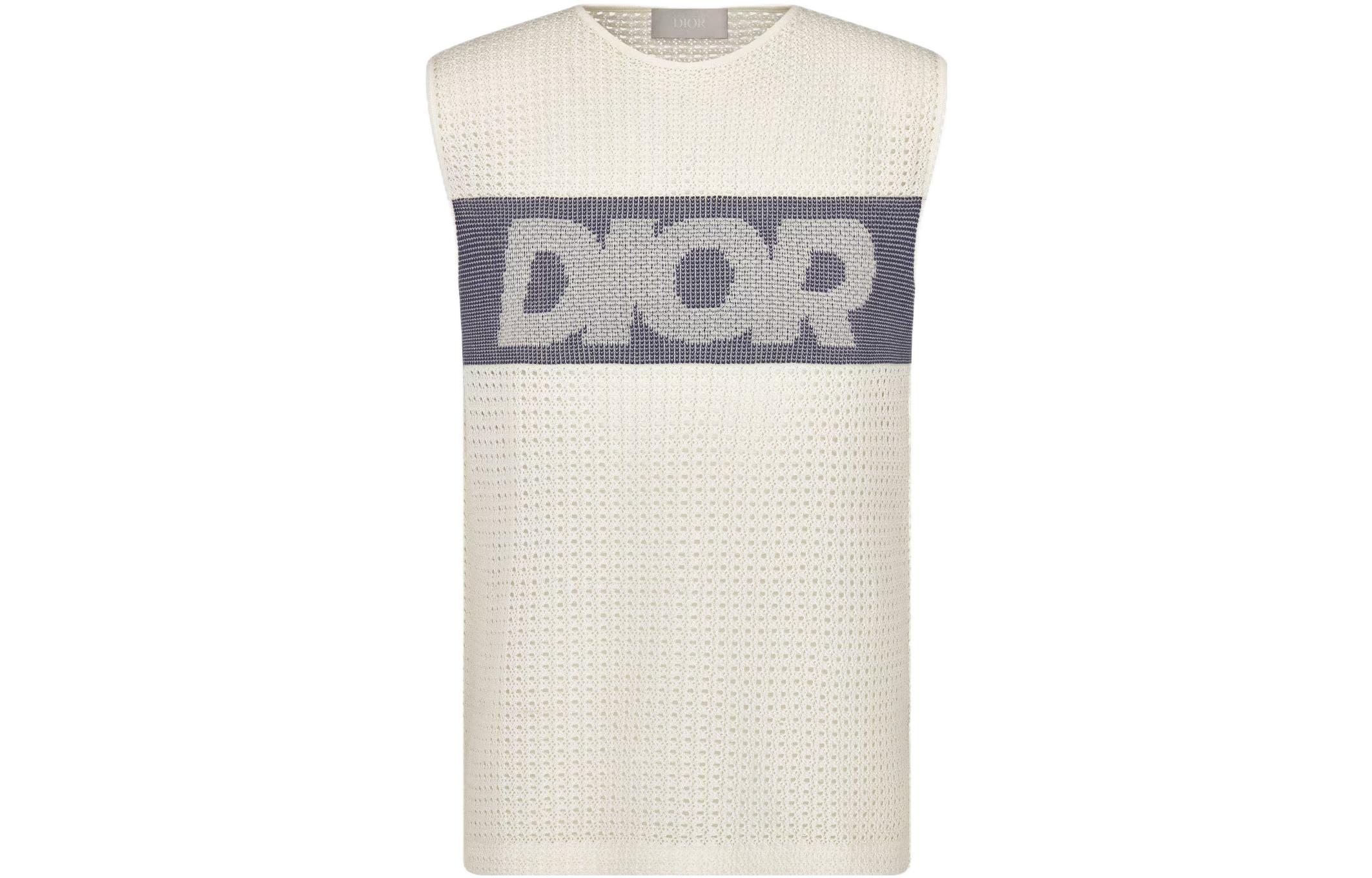 DIOR Sleeveless Loose Fit Letter Tank Top Men’s White T-Shirt. 393M650AT562C088