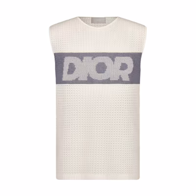 DIOR Sleeveless Loose Fit Letter Tank Top Men’s White T-Shirt. 393M650AT562C088