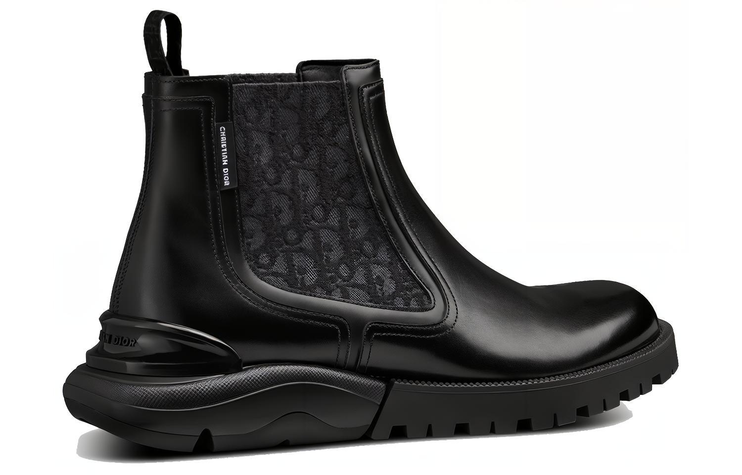 Shop Bottes Cheville Dior en Cuir Lisse ''Noir'' 3BO244ZGB_H969