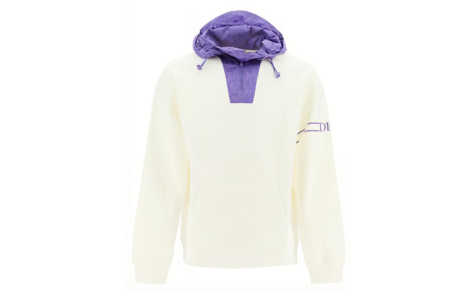 DIOR Solid Color Drawstring Hoodie White 113J406A0531-084