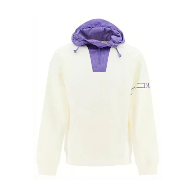 DIOR Solid Color Drawstring Hoodie White 113J406A0531-084