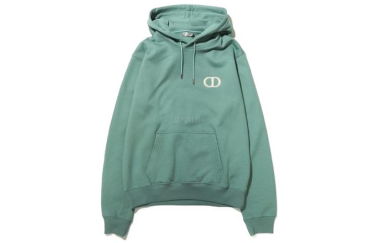 DIOR Solid Color Green Hooded Long-Sleeve Sweatshirt 113J698A0531-671
