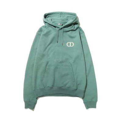 DIOR Solid Color Green Hooded Long-Sleeve Sweatshirt 113J698A0531-671