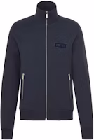 DIOR Solid Color Velvet Logo Zip-Up Jacket - Blue 013J201A0571-C540 DIOR Solid Color Velvet Logo Zip-Up Jacket - Blue 013J201A0571-C540