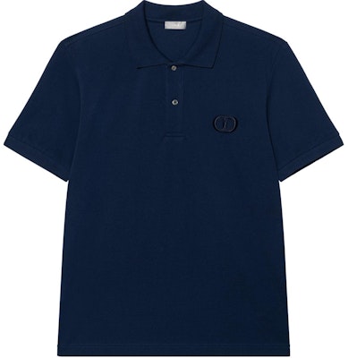 DIOR Solid Cotton Short-Sleeve Polo Shirt in Navy Blue 013J800A0373-C585 Buy DIOR Solid Cotton Short-Sleeve Polo Shirt in Navy Blue 013J800A0373-C585