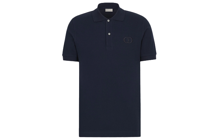 Order DIOR Kaus Polo Lengan Pendek Katun Padat Warna Biru Laut 013J800A0373-C585