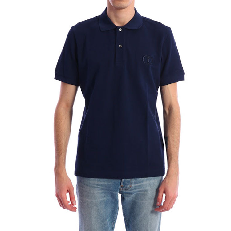 Lookbook DIOR Kaus Polo Lengan Pendek Katun Padat Warna Biru Laut 013J800A0373-C585