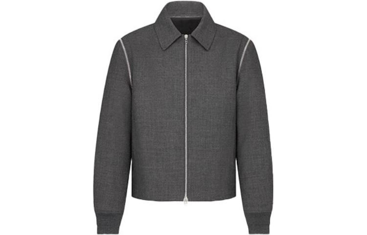 DIOR Solid Gray Zip-Up Jacket with Turn-Down Collar 393C404A5854-C840