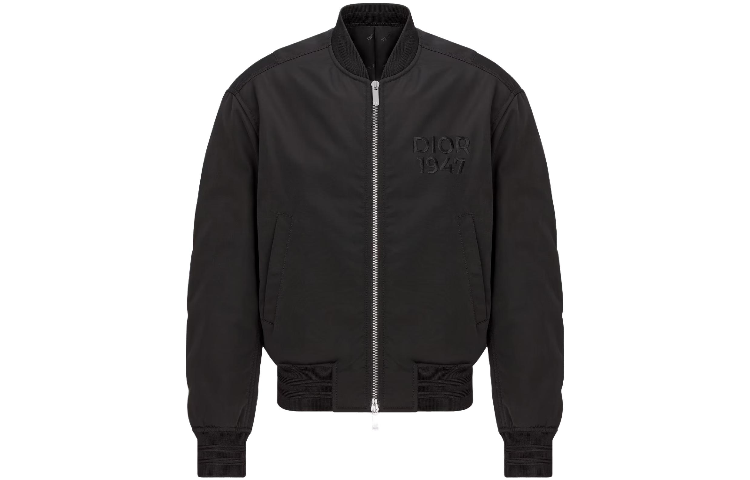 DIOR Solid Logo Embroidered Zip-Up Jacket 143C432F4533-C989