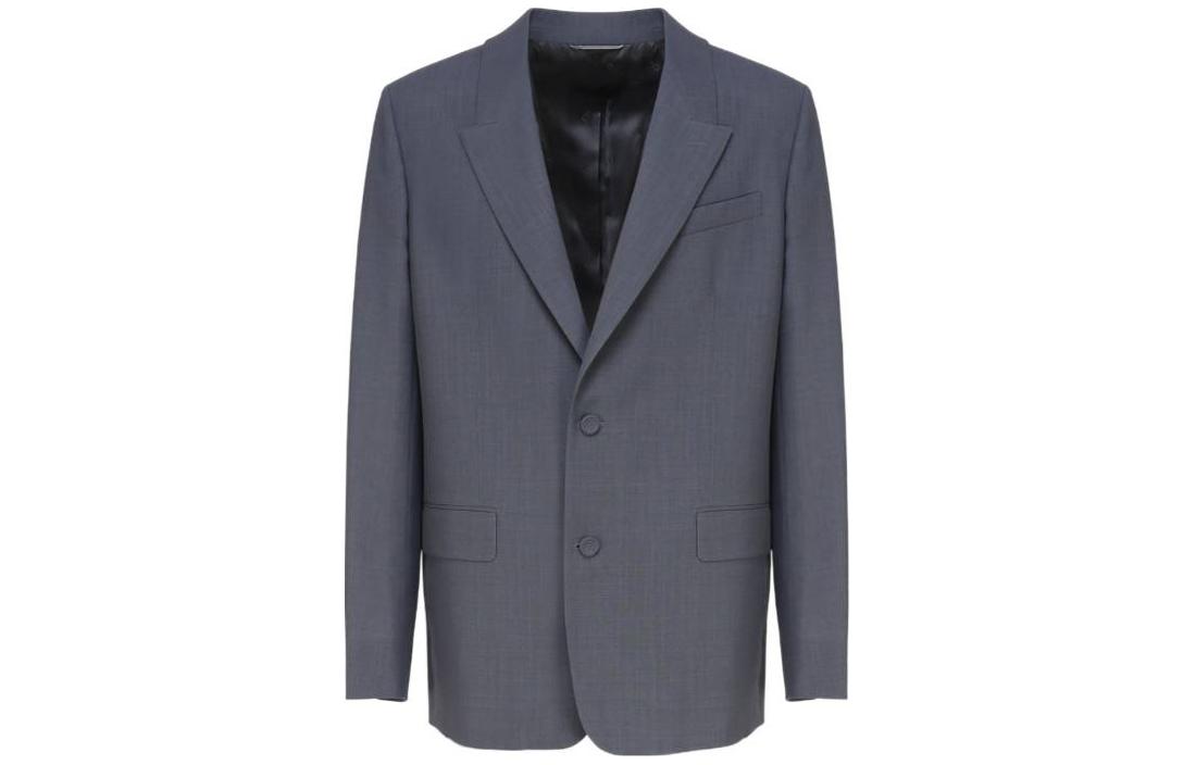 DIOR Solid Long-Sleeve Wool Button-Up Jacket in Dark Gray 413C205A5925C-510