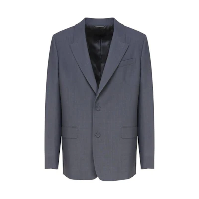 DIOR Solid Long-Sleeve Wool Button-Up Jacket in Dark Gray 413C205A5925C-510