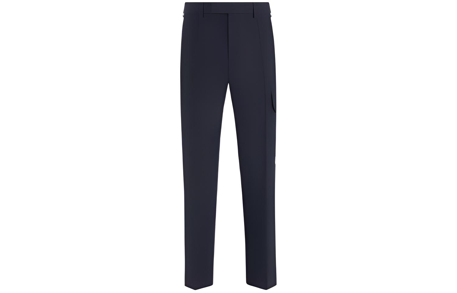 DIOR Solid Pleated Straight-Leg Casual Pants Deep Navy Blue. 213C154A5464-C540