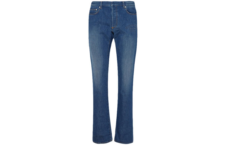 DIOR Solid Stretch Cotton Casual Jeans - Blue 863DS13K0573-530