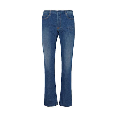 DIOR Solid Stretch Cotton Casual Jeans - Blue 863DS13K0573-530