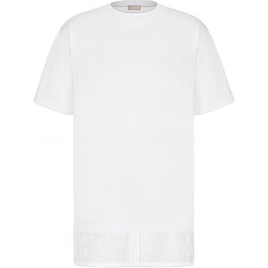 DIOR Solid White Crew Neck Short Sleeve T-Shirt 113J632A0677-C080