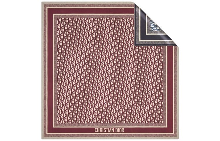Dior Square Silk Twill Scarf in Reversible Burgundy and Navy Blue. 15DOB090I600-C341 圖 2