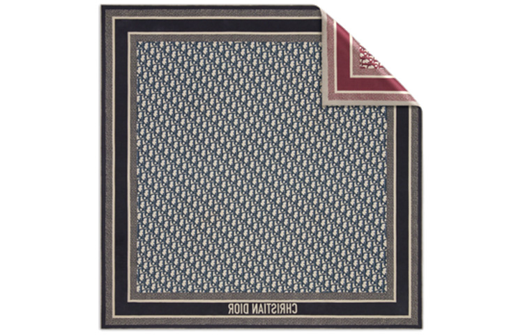 Dior Square Silk Twill Scarf in Reversible Burgundy and Navy Blue. 15DOB090I600-C341 圖 3