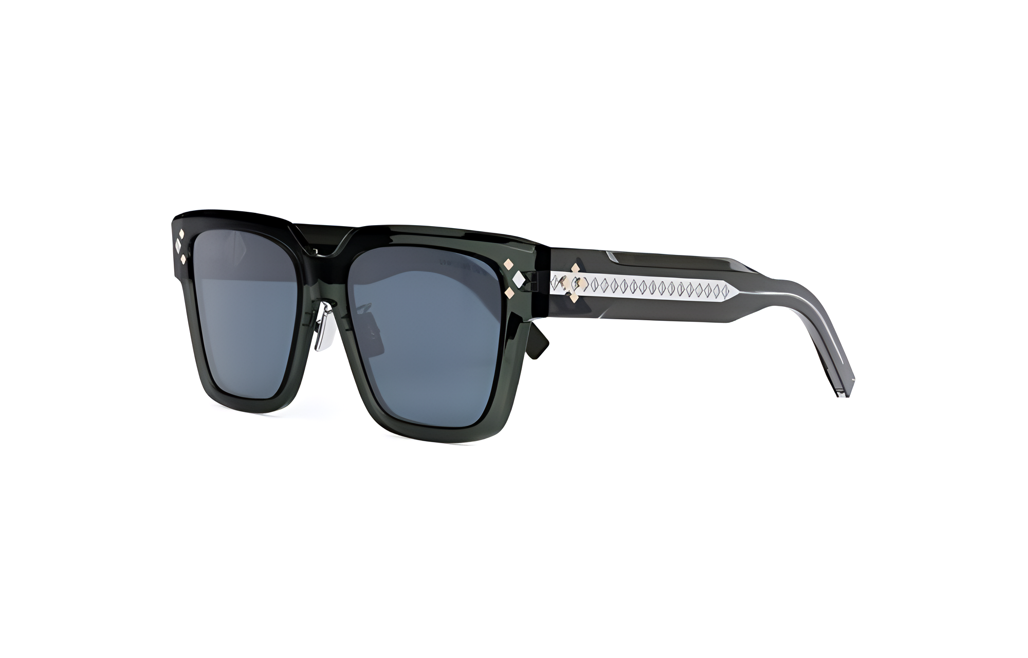 DIOR Square Sunglasses Unisex Couple Style Green with Logo Temples. CD Diamond S3F