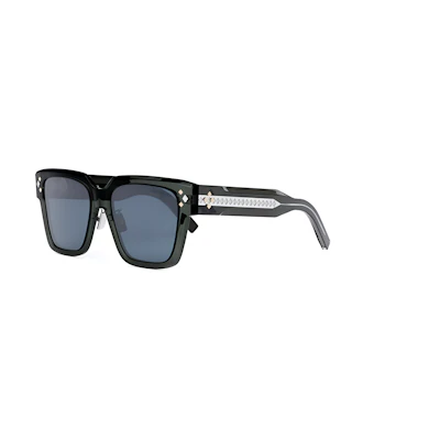 DIOR Square Sunglasses Unisex Couple Style Green with Logo Temples. CD Diamond S3F
