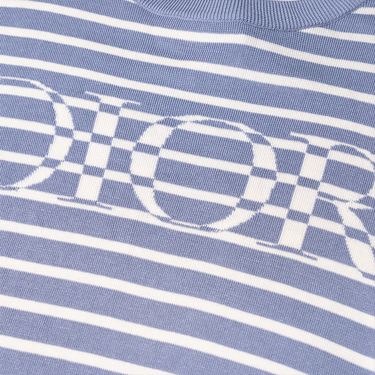 Purchase DIOR SS21 Blue Striped Logo Fabric T-Shirt 183M647AT234-C570