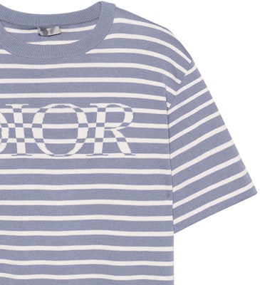 Camiseta de Tela DIOR SS21 Azul con Logo a Rayas. 183M647AT234-C570 1