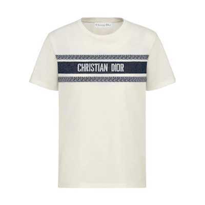 DIOR SS21 Christian Dior Logo Cotton Crewneck T-Shirt Unisex White 143T04A4043-X0200