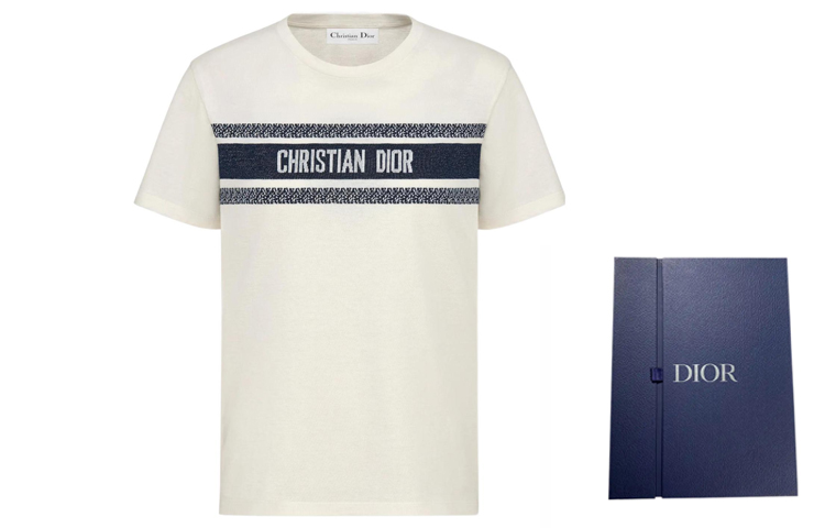 Purchase ディオール SS21 クリスチャンディオール ロゴ コットン クルーネック Tシャツ ユニセックス ホワイト 143T04A4043-X0200