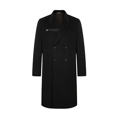 DIOR SS21 Classic Badge Button Double-Breasted Mid-Length Coat Black Men 013C302A3225-C900