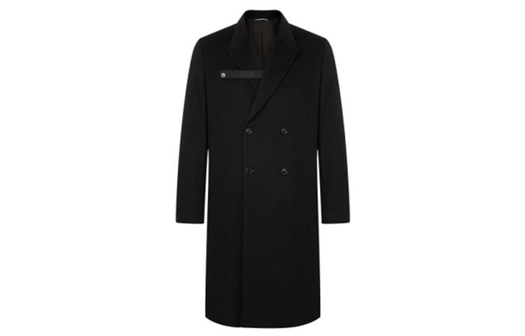 Order DIOR SS21 Classic Badge Button Double-Breasted Mid-Length Coat Black Men 013C302A3225-C900