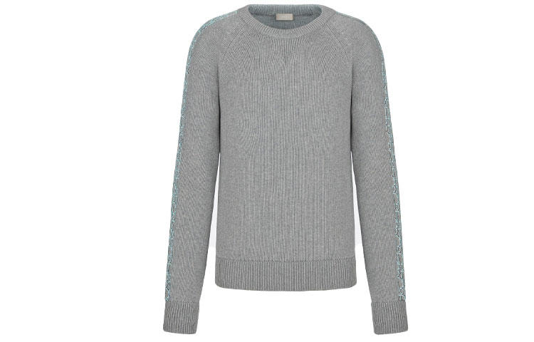 DIOR SS21 Grey Crewneck Knit Long Sleeve Sweater. 113M638AT187-C885