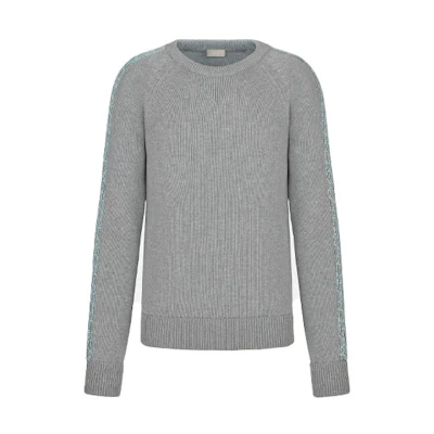 DIOR SS21 Grey Crewneck Knit Long Sleeve Sweater. 113M638AT187-C885