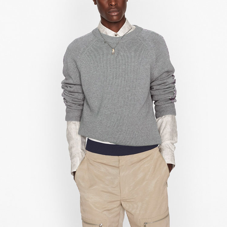 DIOR SS21 Grey Crewneck Knit Long Sleeve Sweater. 113M638AT187-C885 圖 6