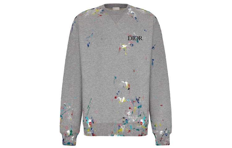DIOR SS21 Grey Crewneck Sweatshirt with Graphic Print 183J687A0531-C889