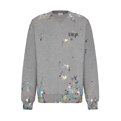 DIOR SS21 Grey Crewneck Sweatshirt with Graphic Print 183J687A0531-C889
