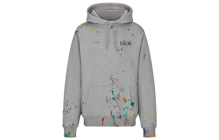 Order DIOR SS21 灰色印花純棉寬鬆連帽上衣 男款 183J688A0531-C889